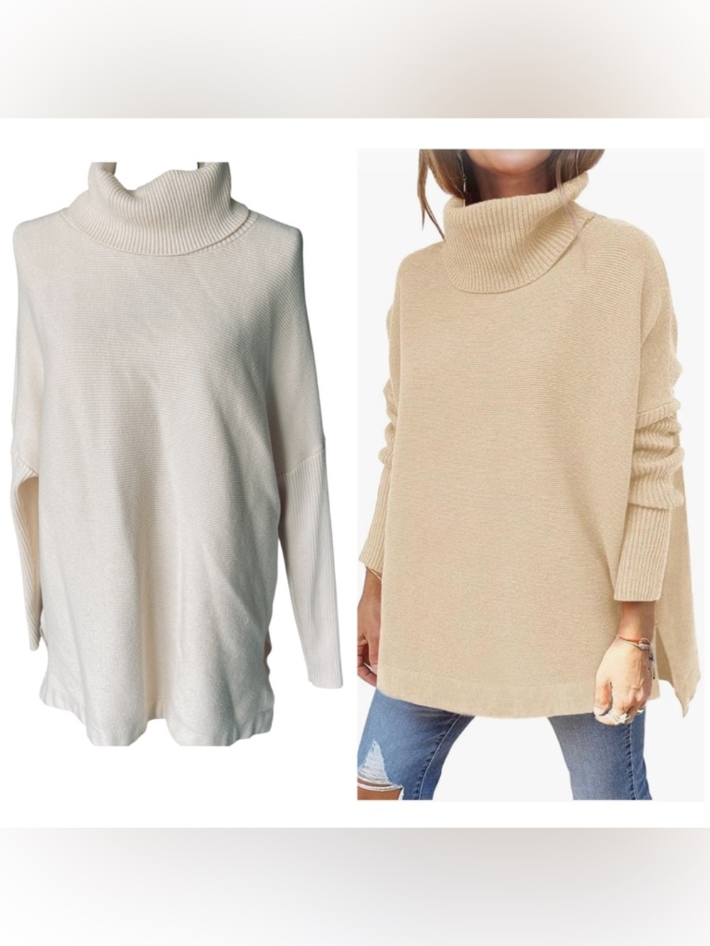 LILLUSORY - Turtleneck Oversized Sweater Spilt Hem - XL